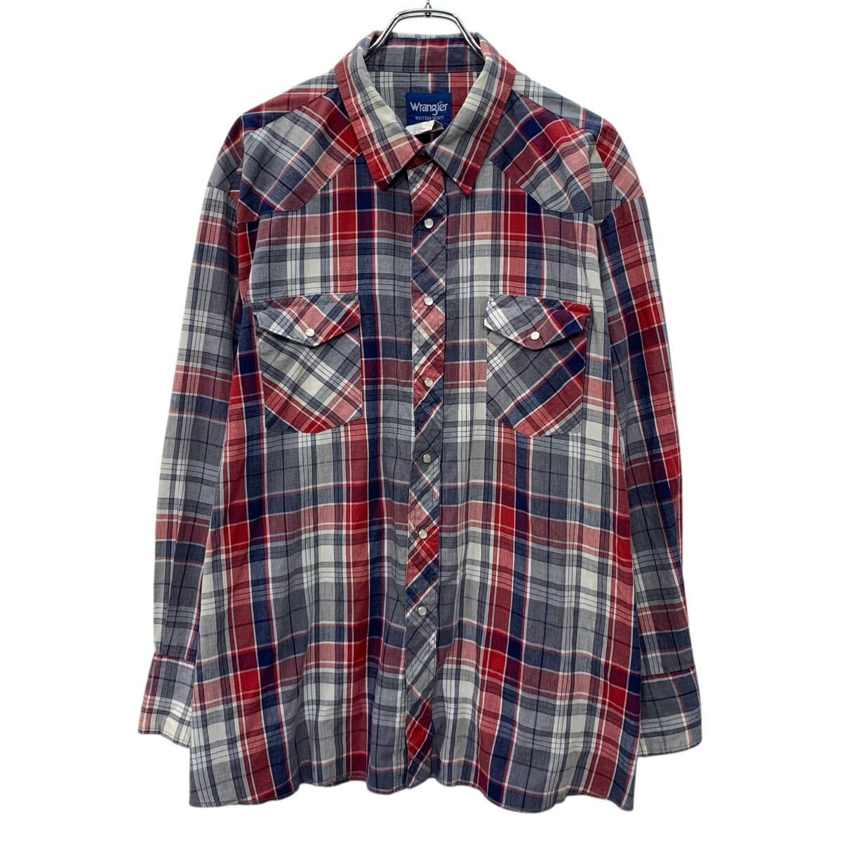HOT，100%新品 Wrangler 長袖 チェックシャツ 3X レッド マルチカラー