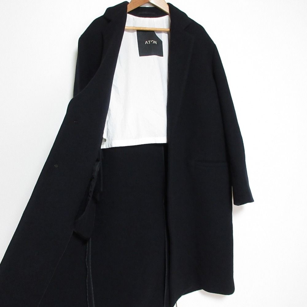 美品 ATON エイトン AIR DOUBLE MELTON チェスターフィールド コート