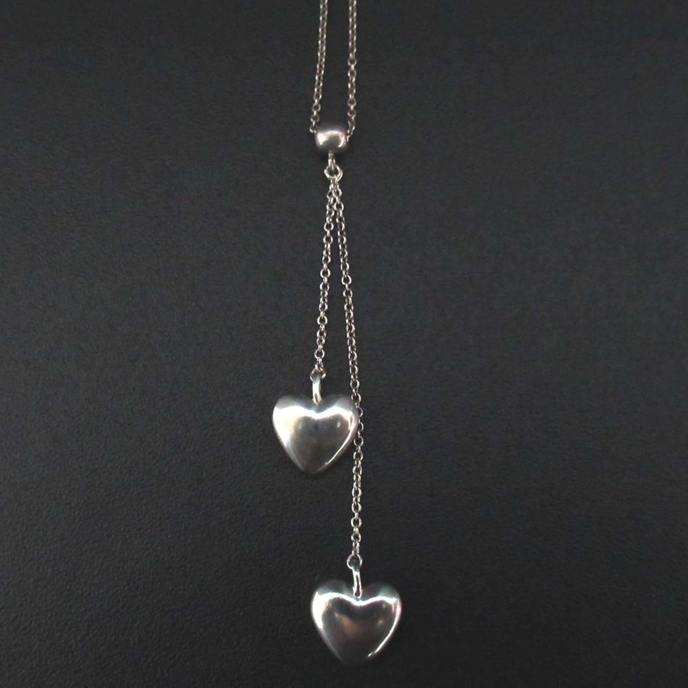 美品 Tiffany&Co ティファニー ダブルドロップハート ネックレス 925SV