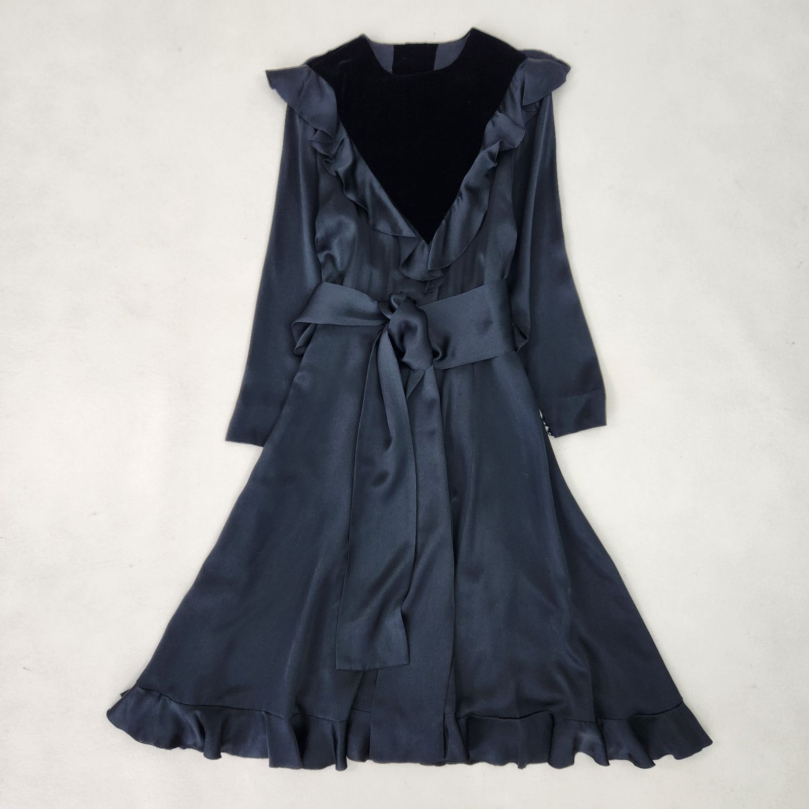 Christian Dior ロングワンピース ドレス シルク100 ドッキング Christian Dior ロングワンピース ドレス シルク100 ドッキング