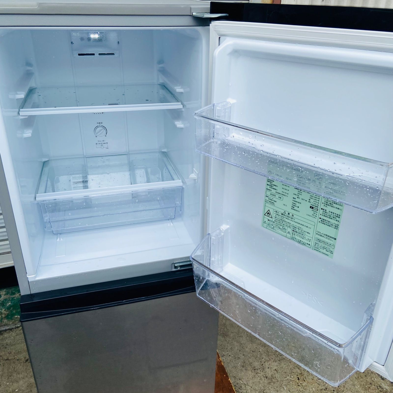 冷蔵庫 126L 2020年製 AQUA AQR-J13K(S) 3h63.AQUA 126L 2ドア冷蔵庫 AQR-