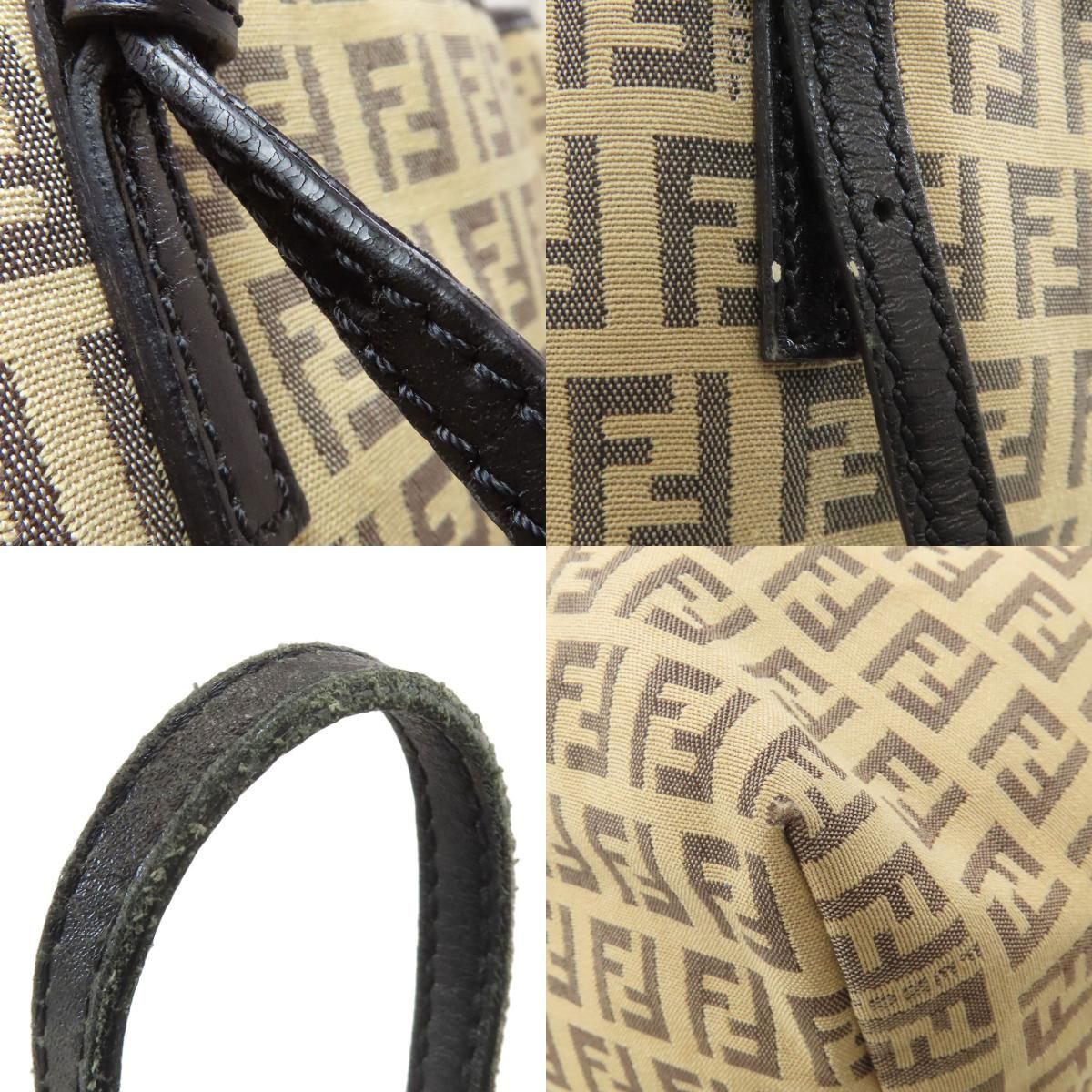 FENDI フェンディ ズッカ柄 トートバッグ キャンバス レザー 
