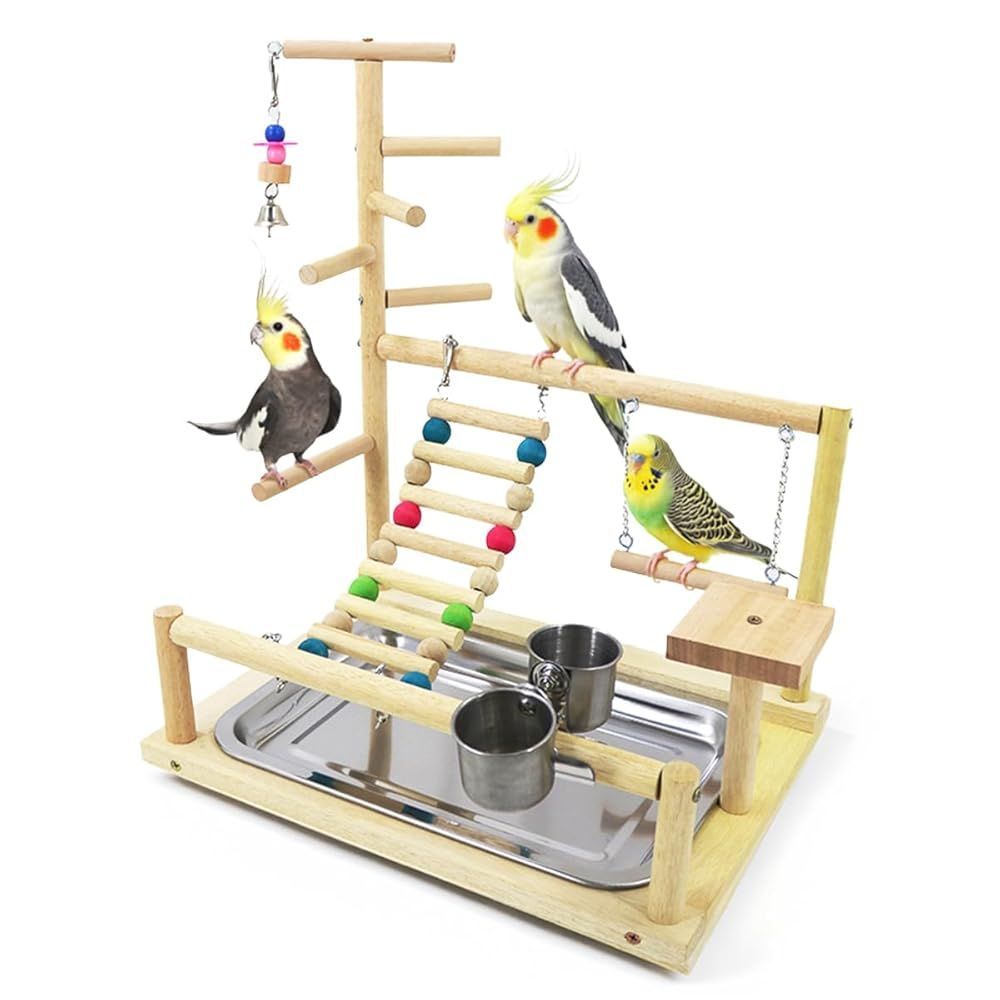 遊覧船型・鳥用アスレチック／　木製 鳥用遊具 餌入れ付き 鳥用品 遊覧船型・鳥用アスレチック／ 木製 鳥用遊具 餌入れ付き