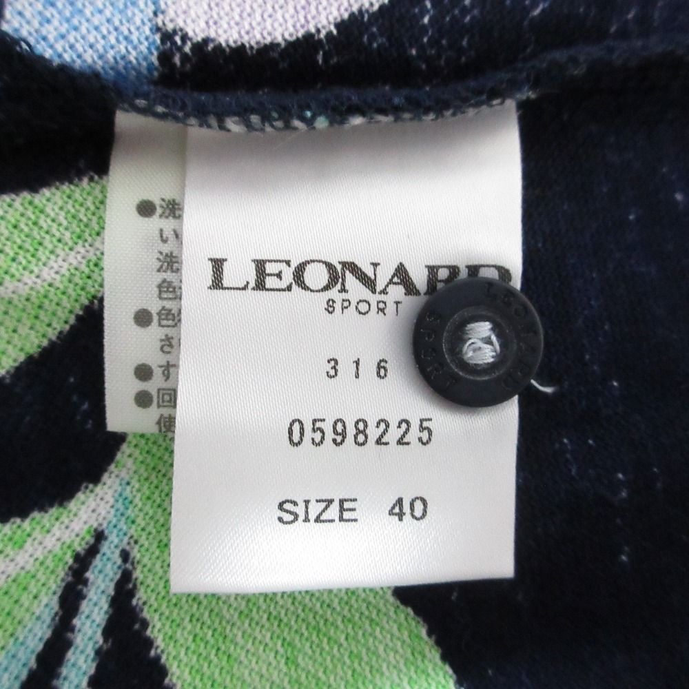 美品 LEONARD SPORT レオナールスポーツ フラワープリント ロングスリーブポロシャツ サイズ40 ネイビー レディース 古着 中古 USED LEONARD SPORT 美品 レオナールスポーツ フラワープリント ロング