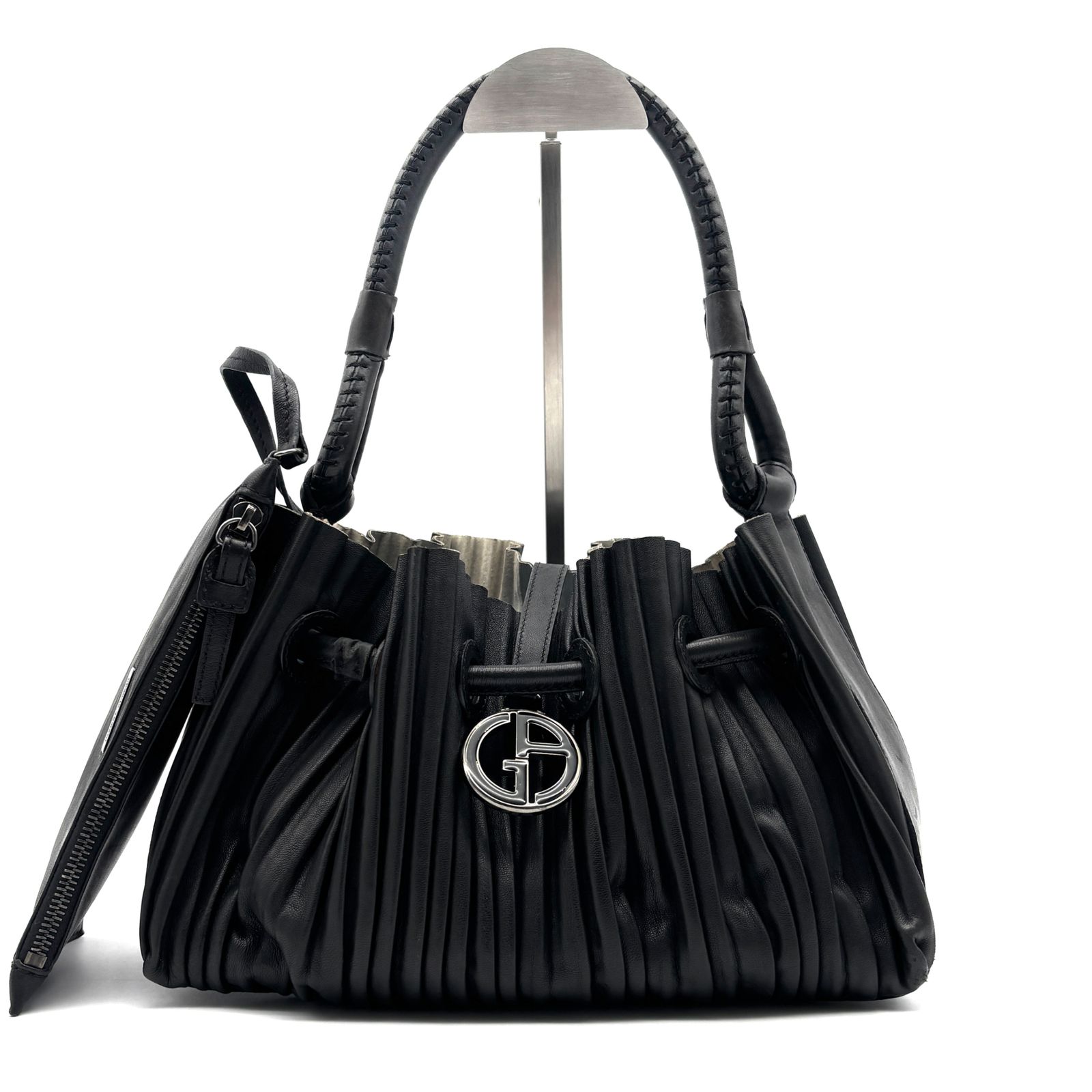 高級 GIORGIO ARMANI ジョルジオアルマーニ ハンドバッグ プリーツ