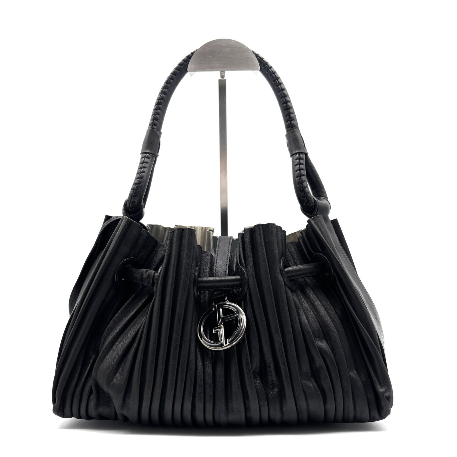 高級 GIORGIO ARMANI ジョルジオアルマーニ ハンドバッグ プリーツ 