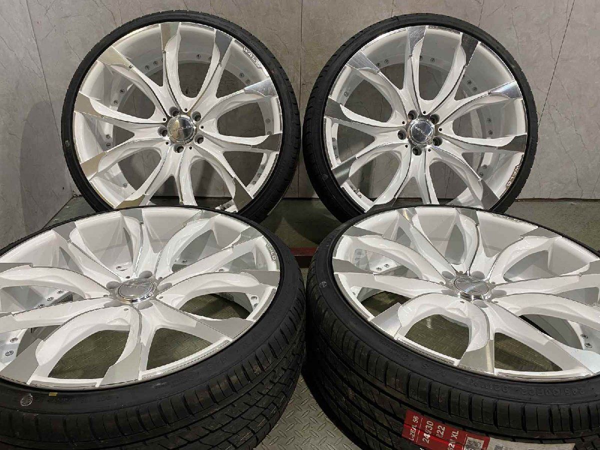 タイヤ新品 25年製【iLINK 245/30R22】夏タイヤ【WALD ジャレット J-11C 22インチ 9J5HPCD114.3+33】ホワイト アルファード等　(MTG836)