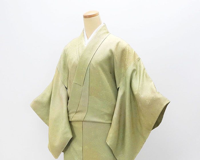 色無地 未使用 正絹 ぼかし 身丈157.5cm 裄丈64cm 剣片喰 未着用 色無地 未使用 正絹 ぼかし 身丈157.5cm 裄丈64cm 剣片喰 未着用