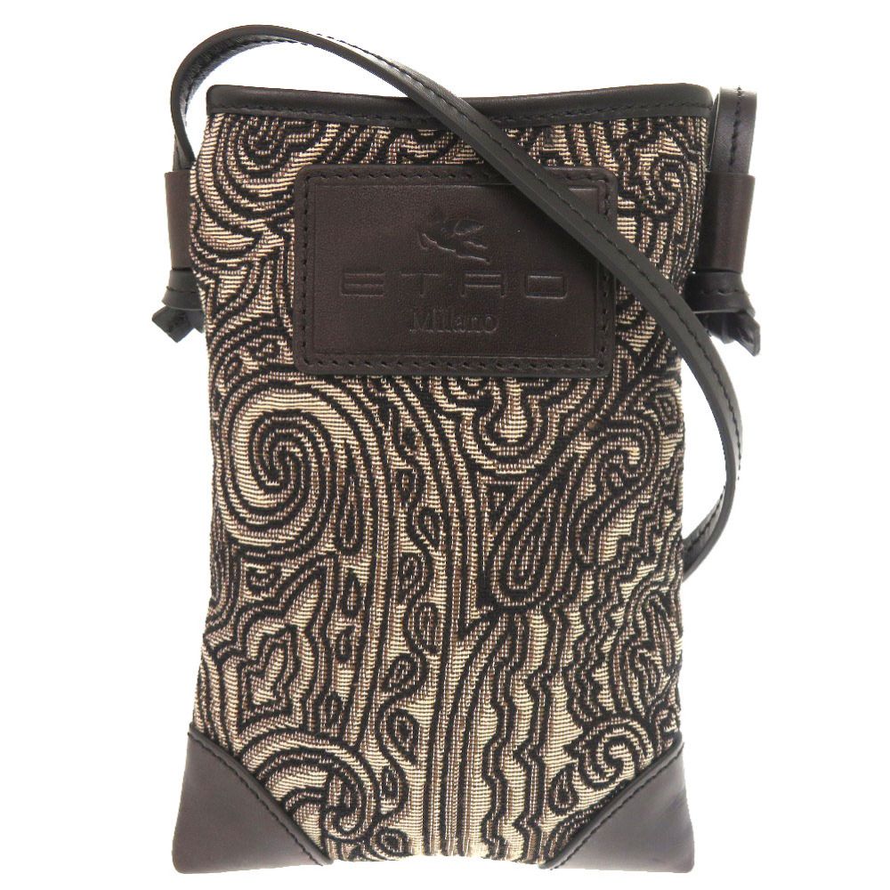ETRO ペイズリー柄 アクセサリーポーチ ブルー レザー ワンショルダー