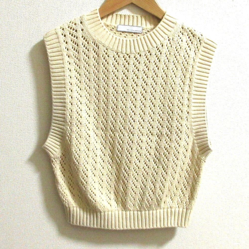 TEN. - 良品 22SS TEN × Ron Herman テン ロンハーマン コラボ Cotton Knit Vest 透かし編み プルオーバー ニット ベスト ベージュ レディース 古着 中古 USED 良品 22SS TEN × Ron Herman テン ロンハーマン コラボ Cotton Knit