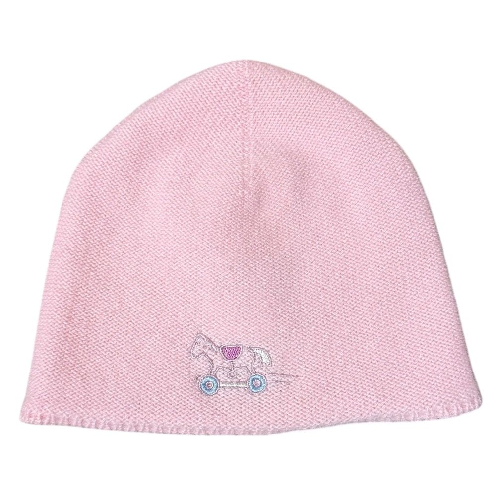 未使用 HERMES エルメス カシミヤ100％ ベビー ニット キャップ ピンク キッズ 古着 中古 USED