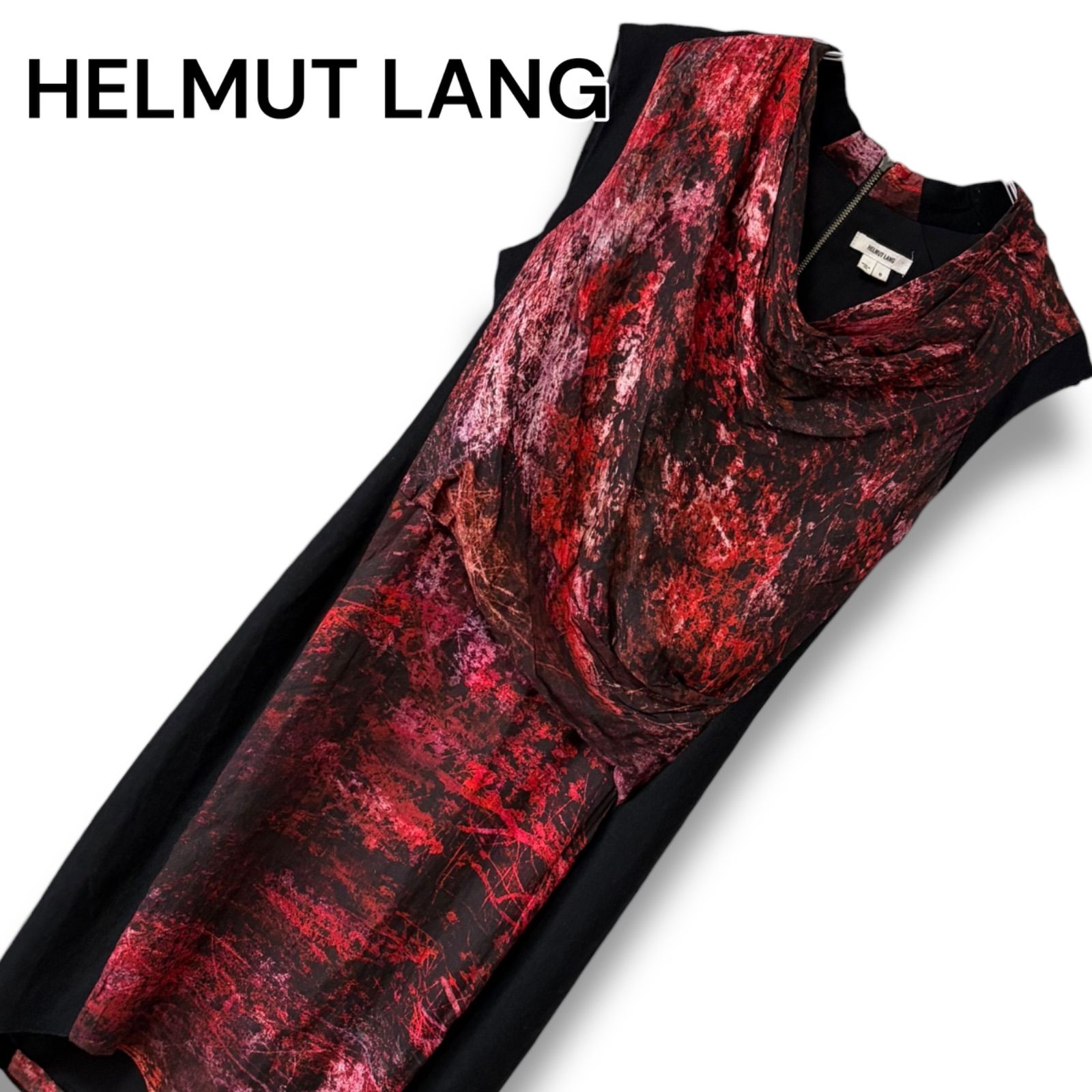 HELMUT LANG ヘルムートラング ブラック レッド シルク混 HELMUT LANG ヘルムートラング ブラック レッド シルク混