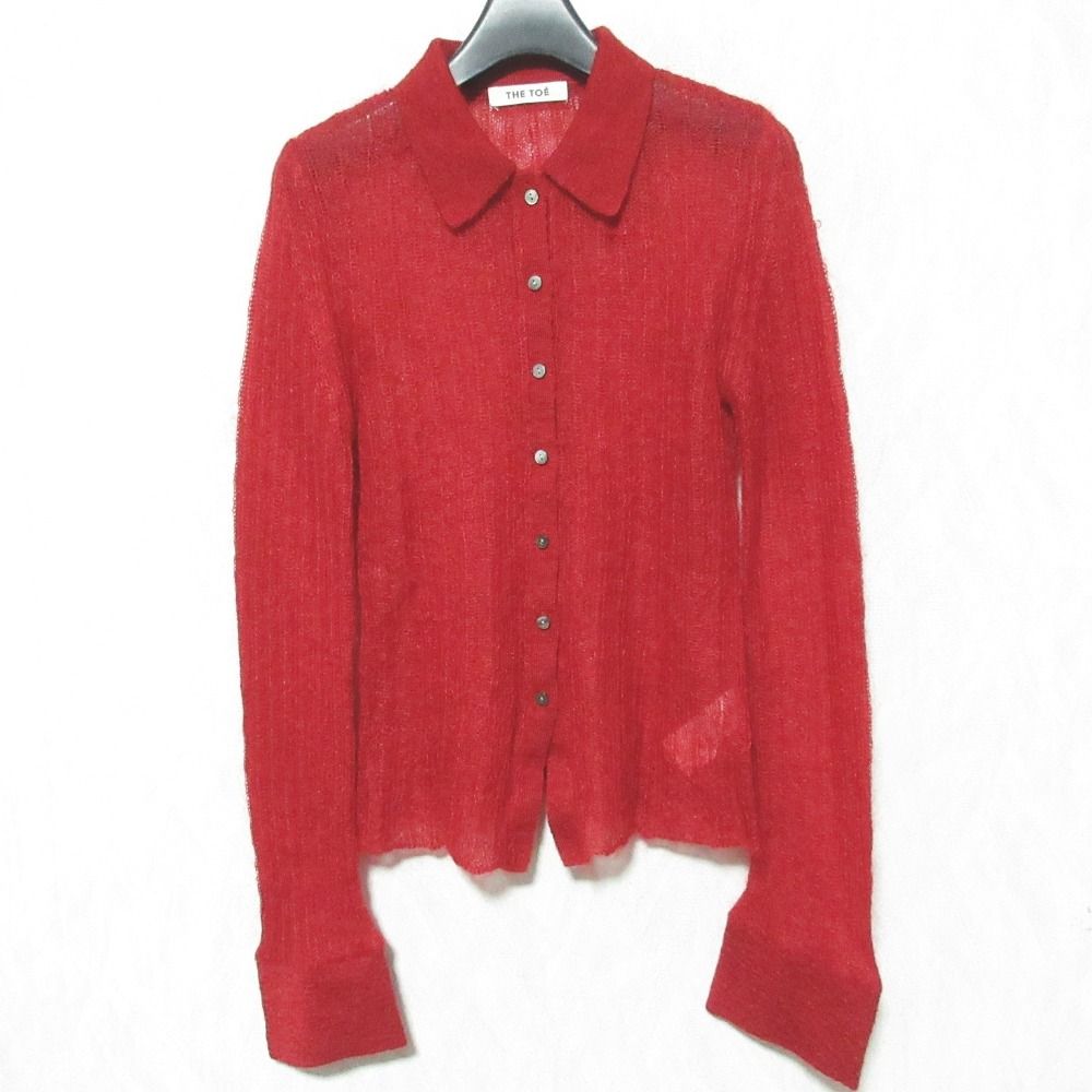美品 THE TOE ザトゥー TATE MODERN KNIT モヘヤ ニットシャツ ブラウス TT24511083 S レッド レディース 古着 中古 USED 美品 THE TOE ザトゥー TATE MODERN KNIT モヘヤ ニットシャツ