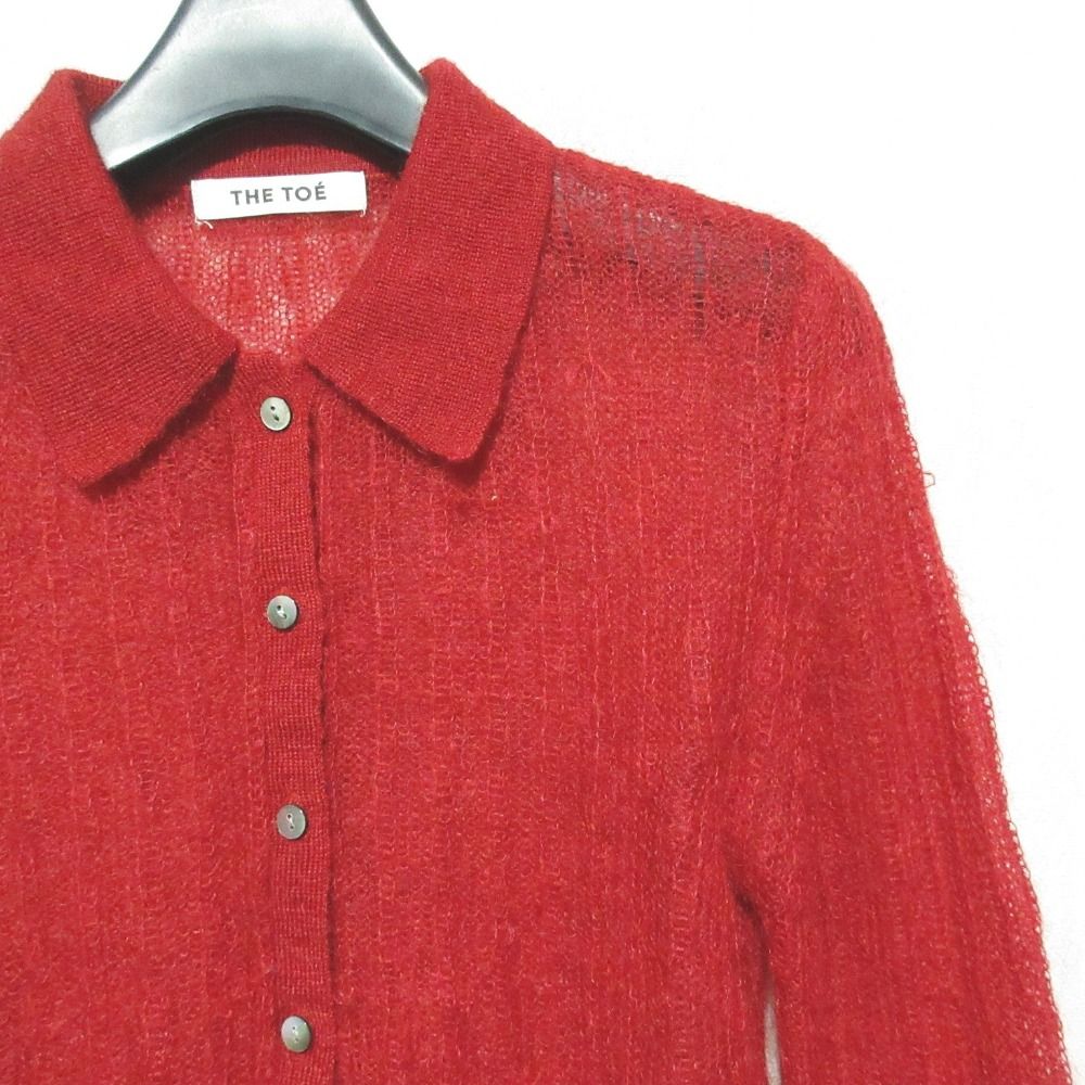 美品 THE TOE ザトゥー TATE MODERN KNIT モヘヤ ニットシャツ ブラウス TT24511083 S レッド レディース 古着 中古 USED 美品 THE TOE ザトゥー TATE MODERN KNIT モヘヤ ニットシャツ