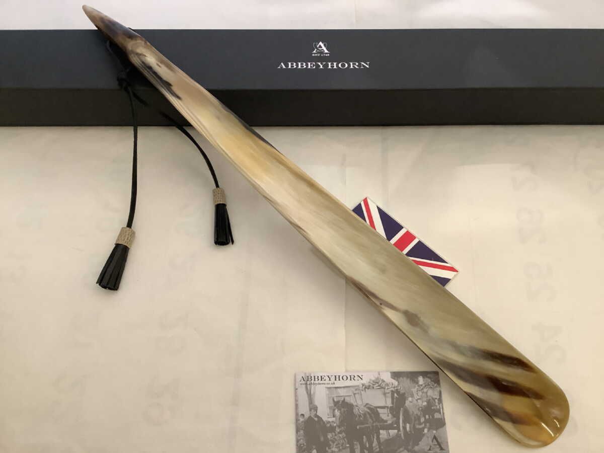 英国製 アビーホーン 50cm級本水牛角 超ロングシューホーン withタッセル LH50/B N019