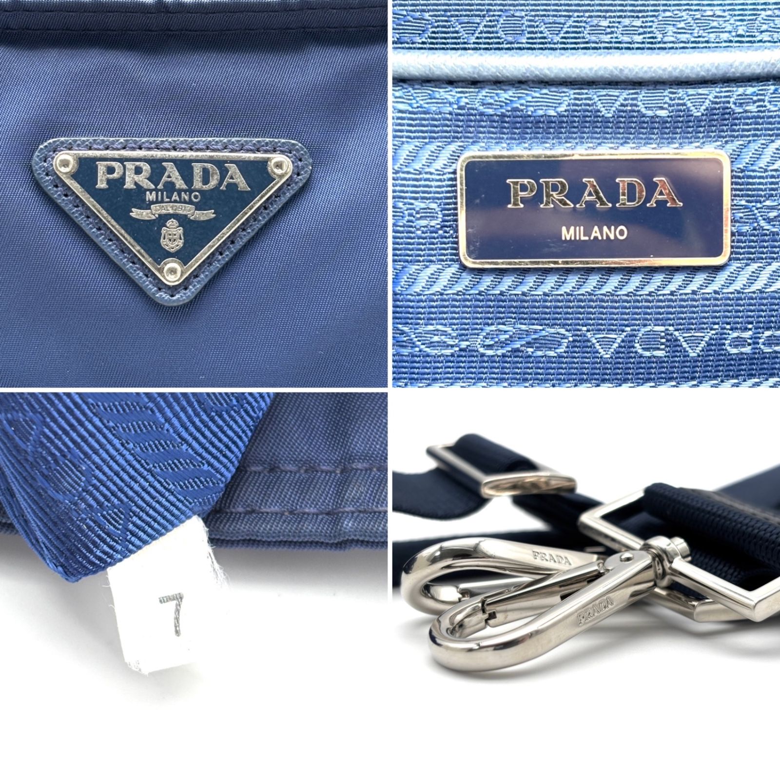 美品 PRADA プラダ テスート ナイロン サフィアーノ レザー トート 