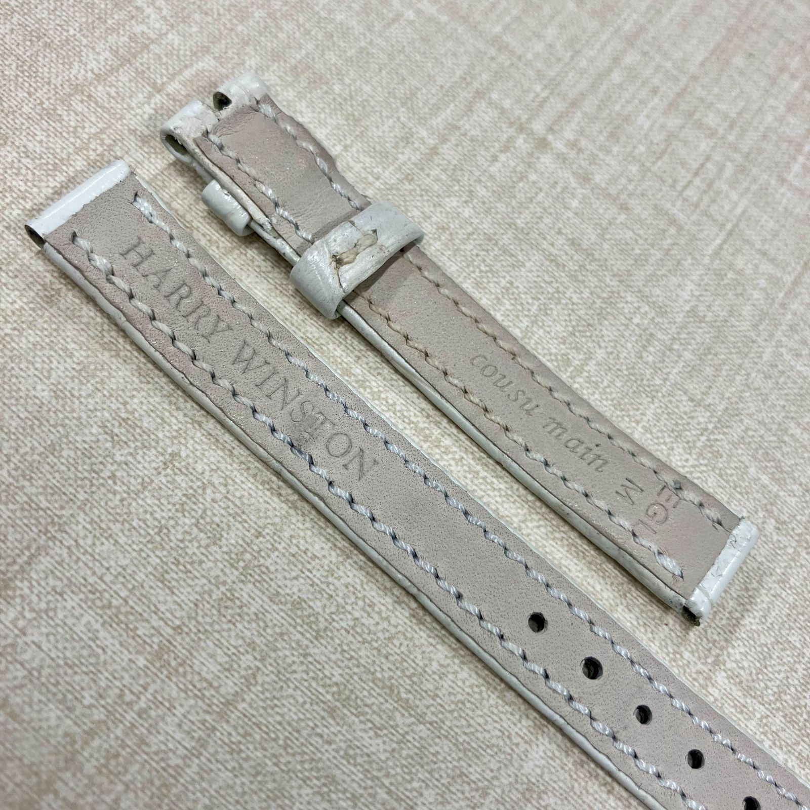 HARRY WINSTON ハリーウィンストン アヴェニュー 革ベルト ホワイト