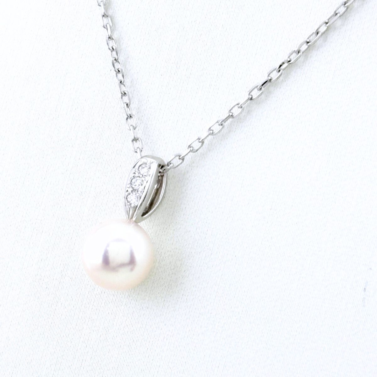 ミキモト MIKIMOTO パール デザインネックレス WG ホワイトゴールド 