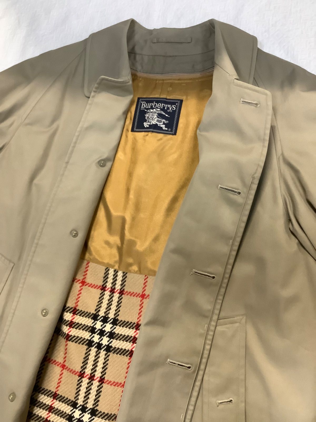 メンズ Burberrys バーバリー ステンカラーコート 薄いカーキ 90／165