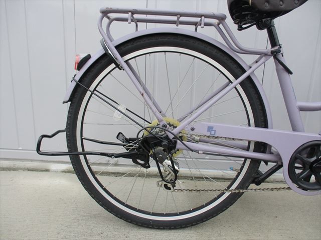 E961★限定特価★ 中古自転車 【アサヒ　26インチ　パープル　ママチャリ　6段　LEDオートライト 】 E961☆整備済み☆完成車発送☆中古シティ自転車【アサヒ 26インチ