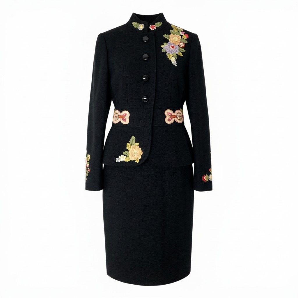 76c26 MOSCHINO モスキーノ フラワーデザイン スカートセットアップ