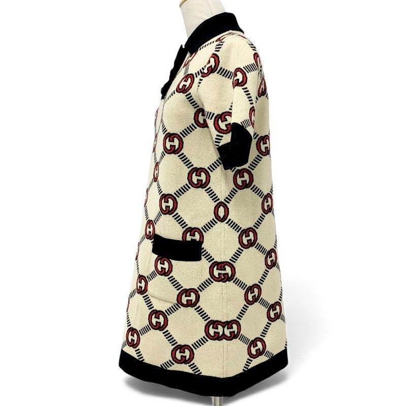 グッチ GUCCI ワンピース ベージュ ブラック レッド インター 
