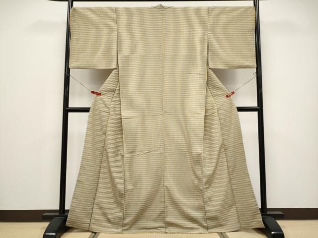 平和屋着物●極上　本塩沢　やまだ織　格子柄　平賀則子作　証紙付き　逸品　CYAA4804s6 平和屋着物○極上 本塩沢 やまだ織 格子柄 平賀則子作 証紙付き 逸品