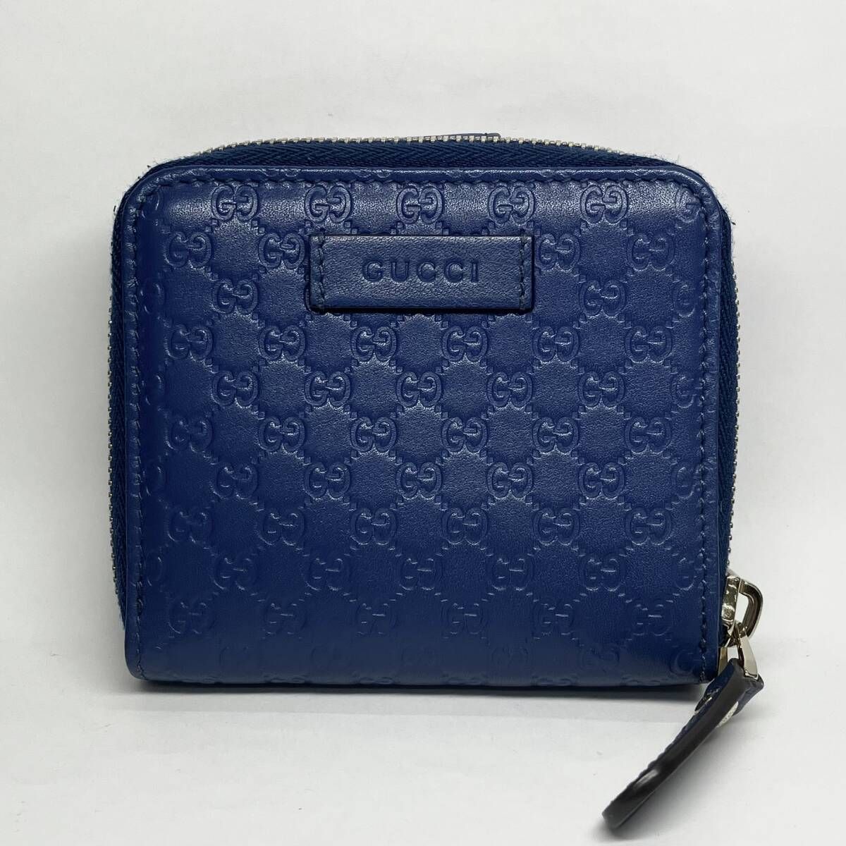 美品 GUCCI ラウンドファスナー マイクロシマ 財布 ネイビー 付属品 