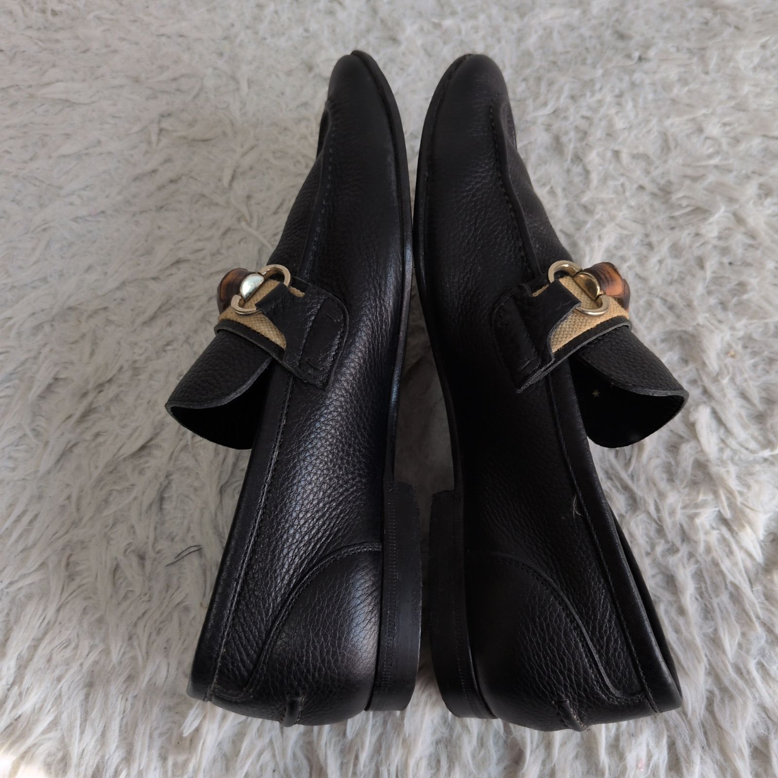 人気✨GUCCI グッチ ホースビットバンブーローファー レザー ブラック 