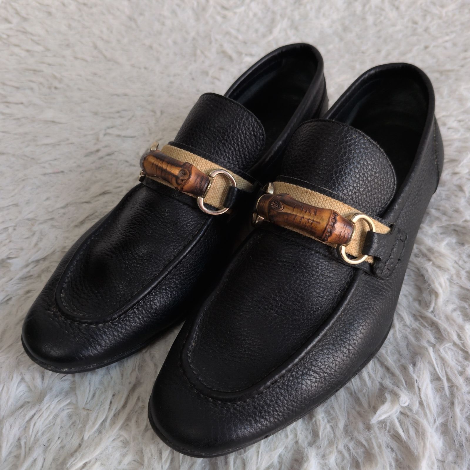 人気✨GUCCI グッチ ホースビットバンブーローファー レザー ブラック 