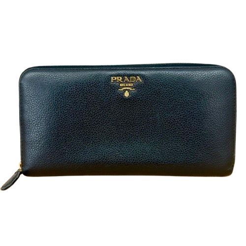 ♪PRADA プラダ ラウンドファスナー NERO ゴールド金具 レザー 長財布 