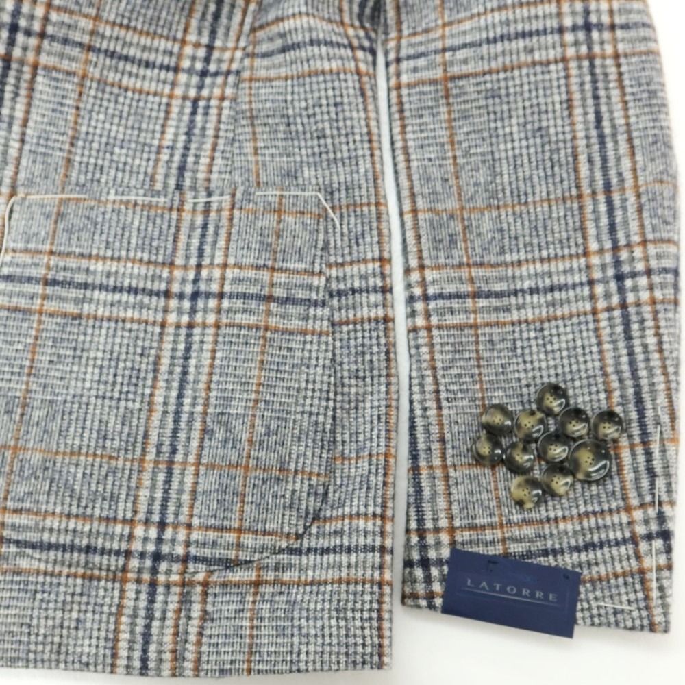 【新品】サルトリア ラトーレ SARTORIA LATORRE ウールアルパカ チェック テーラードジャケット ネイビーxホワイト【サイズ48】【メンズ】 新品】サルトリア ラトーレ SARTORIA LATORRE ウールアルパカ チェック