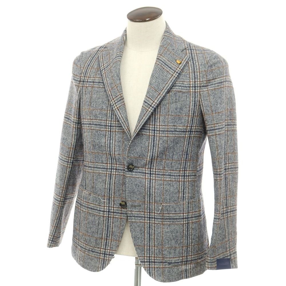 【新品】サルトリア ラトーレ SARTORIA LATORRE ウールアルパカ チェック テーラードジャケット ネイビーxホワイト【サイズ48】【メンズ】 新品】サルトリア ラトーレ SARTORIA LATORRE ウールアルパカ チェック