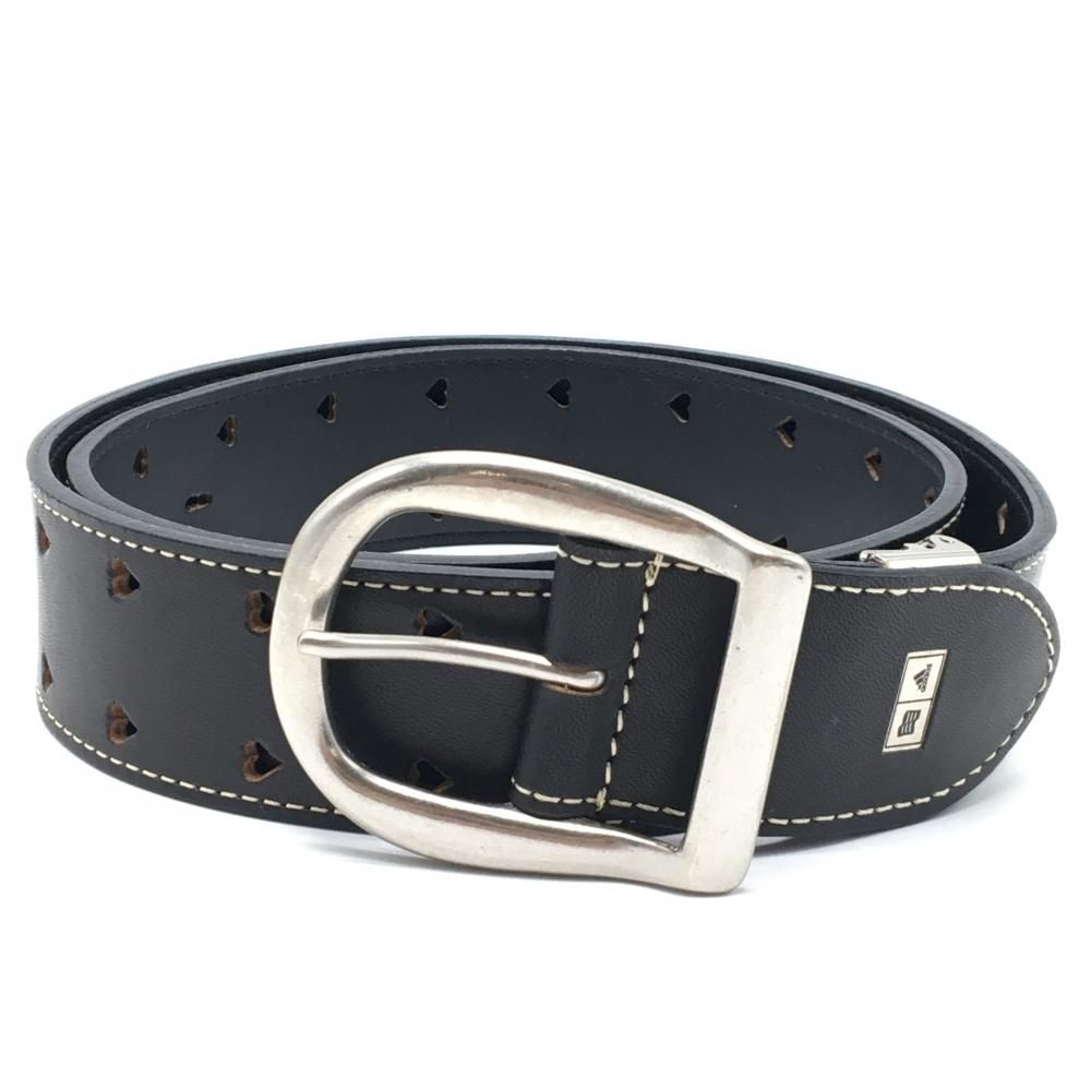 [Good Condition] adidas Belt, Black, Silver Buckle, Belt Hole, Heart Shape, Women's Golf Wear, adidas