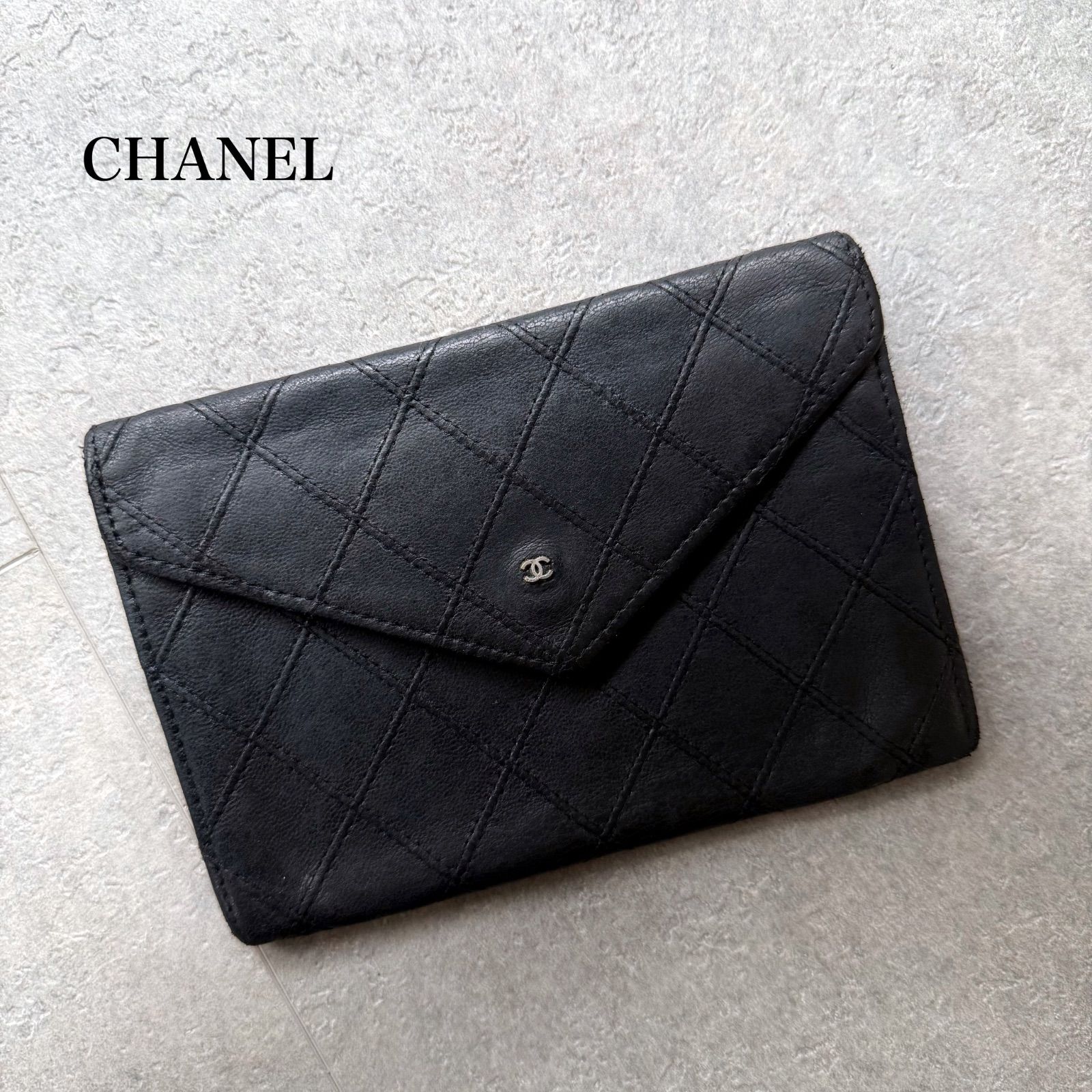 CHANEL シャネル ココマーク ビコローレ 二つ折り財布 レザー ブラック 