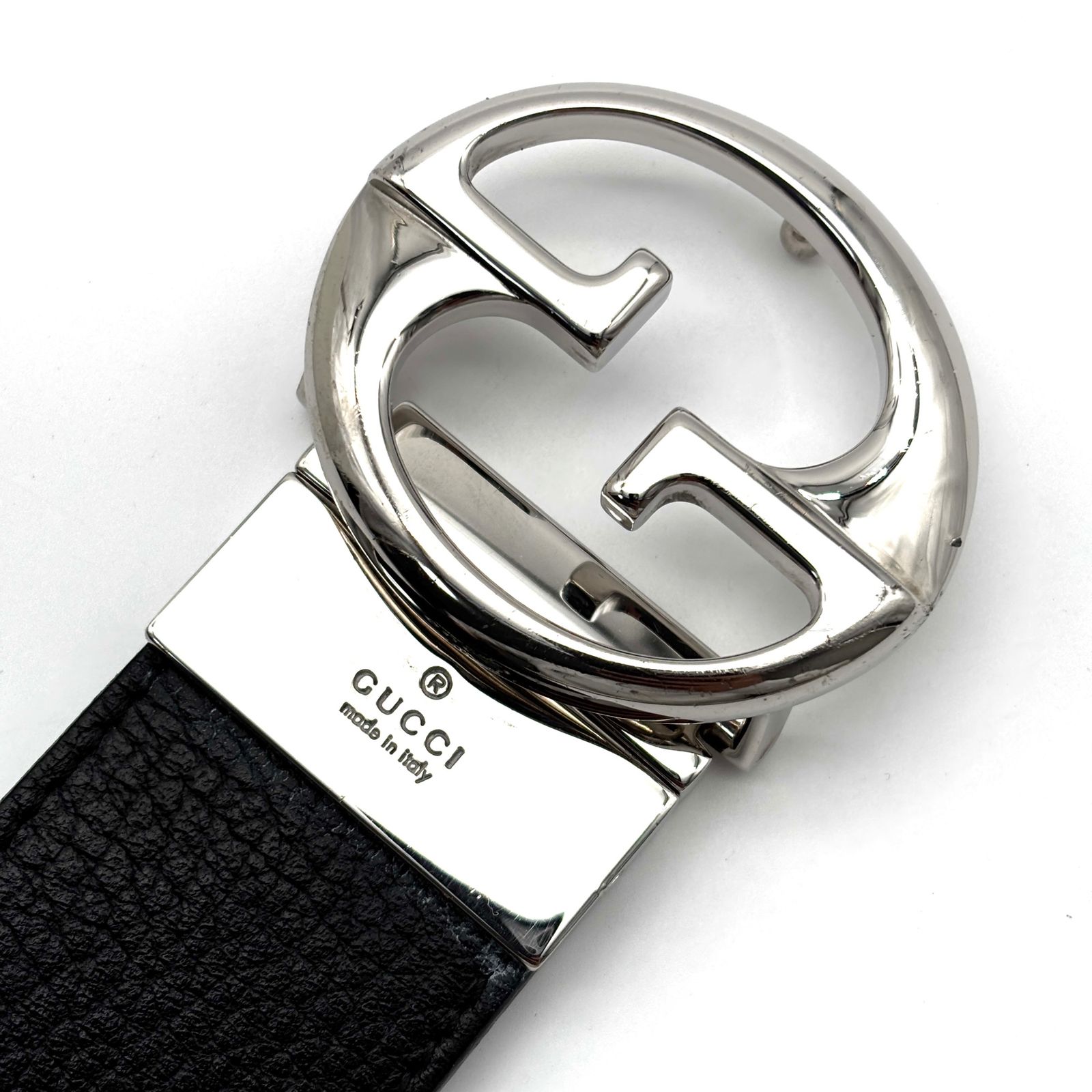 未使用に近い GUCCI グッチ インターロッキングG ベルト レザー 本革