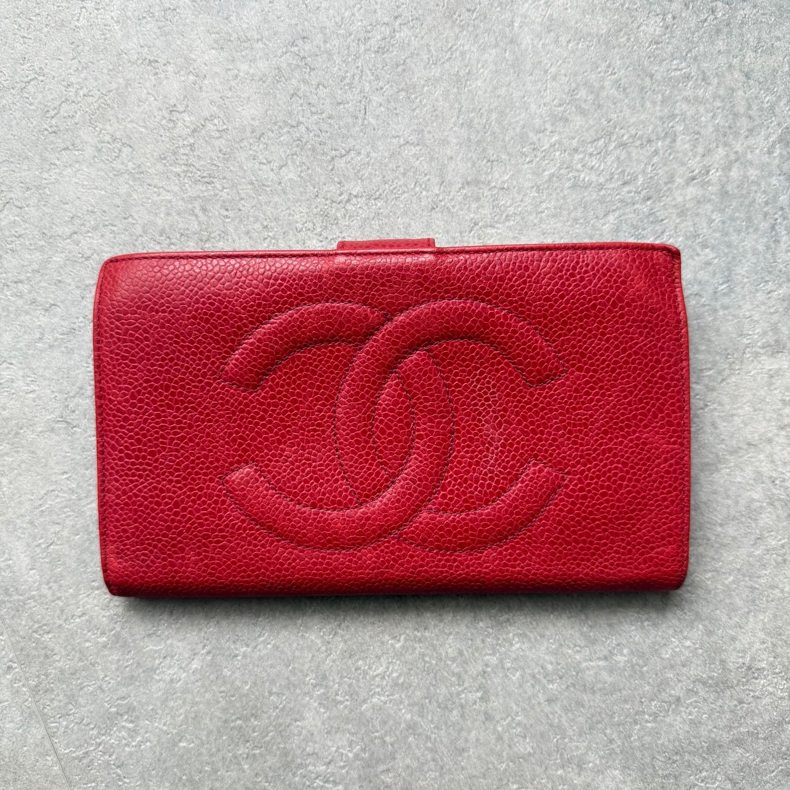 CHANEL シャネル キャビアスキン タイムレスCC がま口 二つ折り財布 