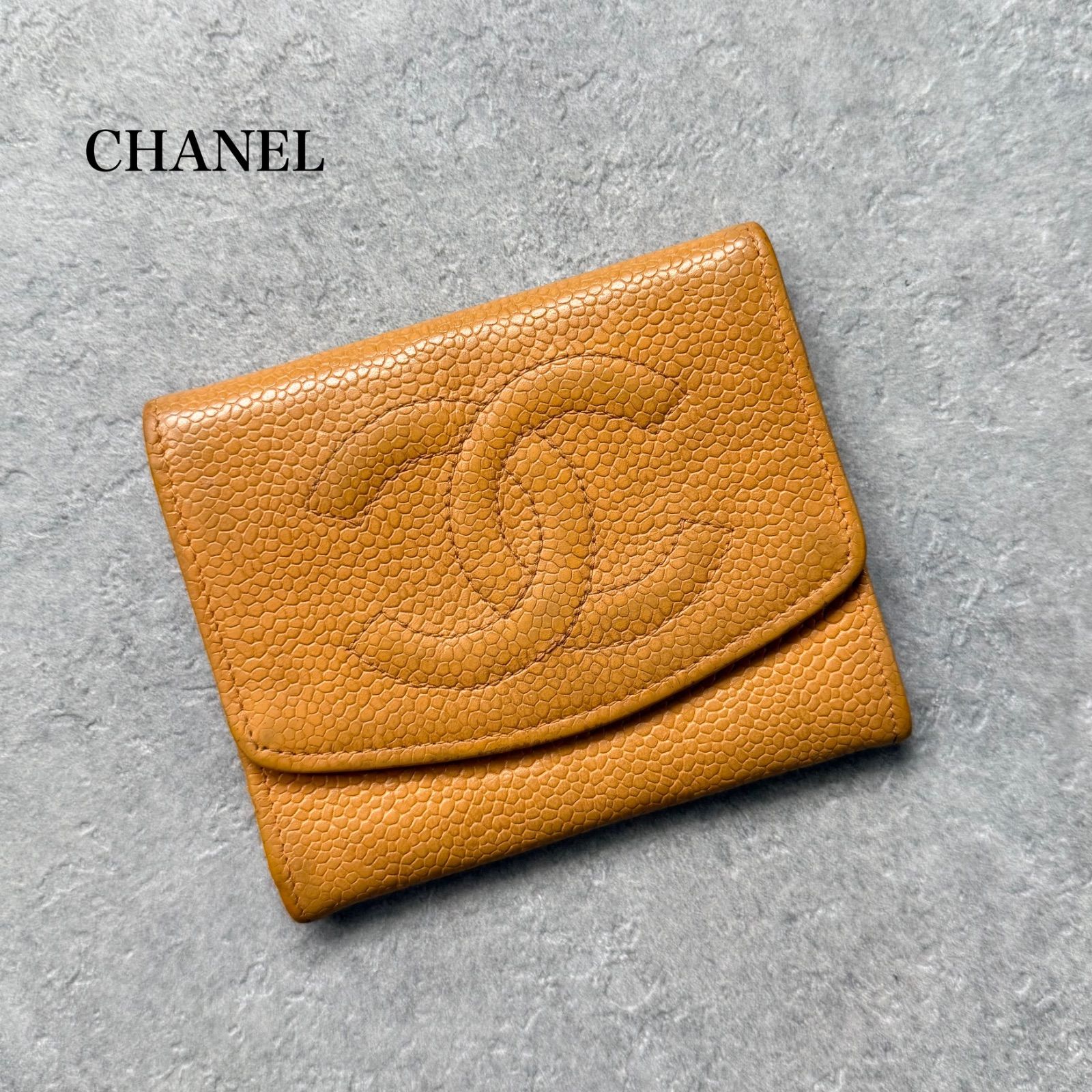 CHANEL シャネル キャビアスキン タイムレスCC 二つ折り財布 コイン 