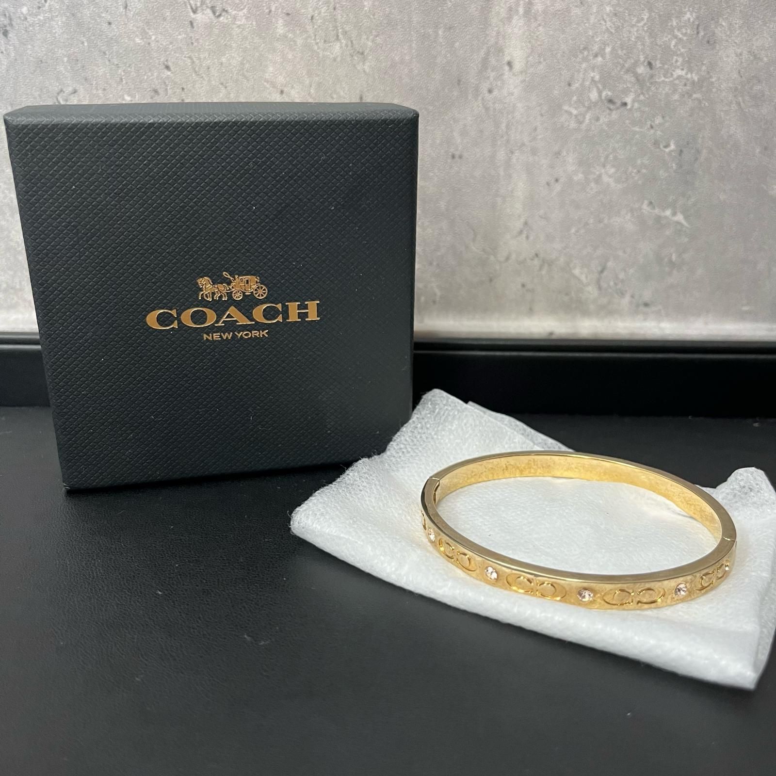 COACH】コーチ バングル 箱付き シグネチャーモチーフ メタル メンズ