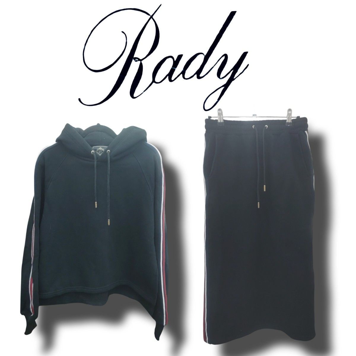 MAB063 Rady セットアップ 上下 ジャケット パーカー ミドル丈 刺繡 