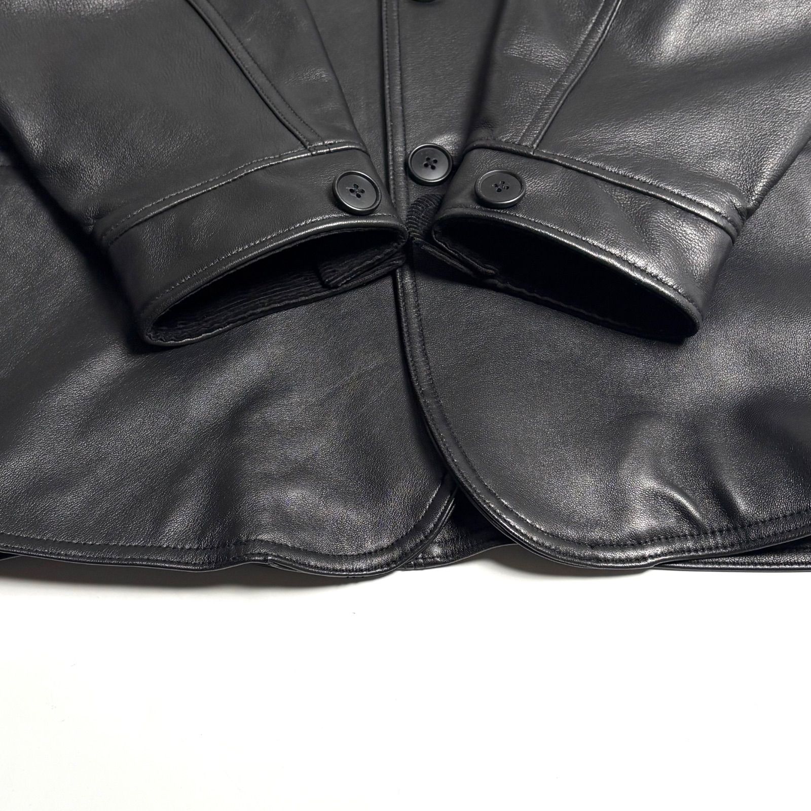 羊革】BEAMS レザージャケット 黒 M カーコート シープスキン 本革 