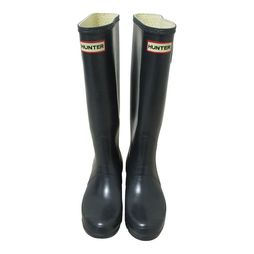 美品 HUNTER ハンター レインブーツ ロングブーツ UK5 24.0cm ネイビー