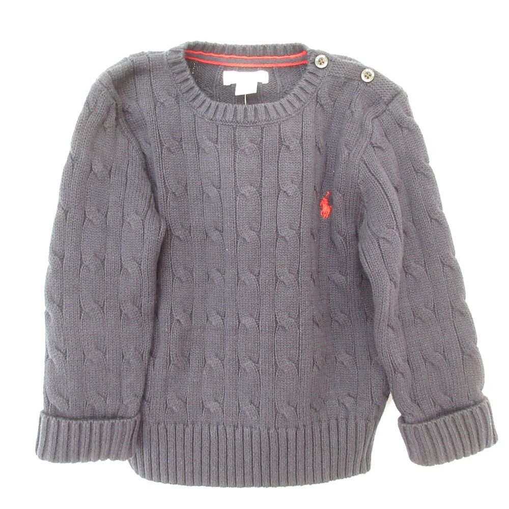 未使用 RALPH LAUREN ラルフローレン キッズ ケーブル編み クルー 