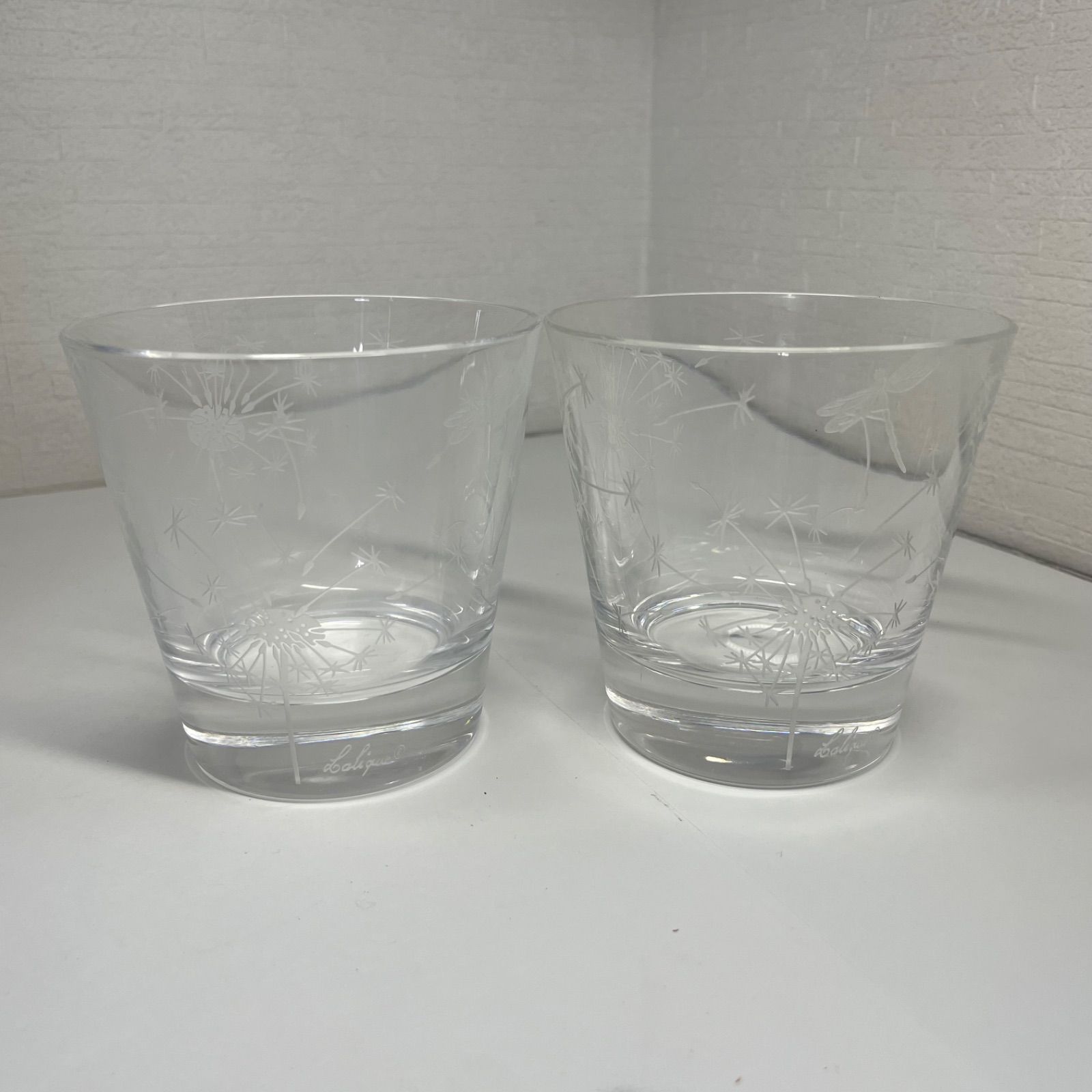 未使用品】Lalique ラリック クリスタル タンブラー ロックグラス 2個 