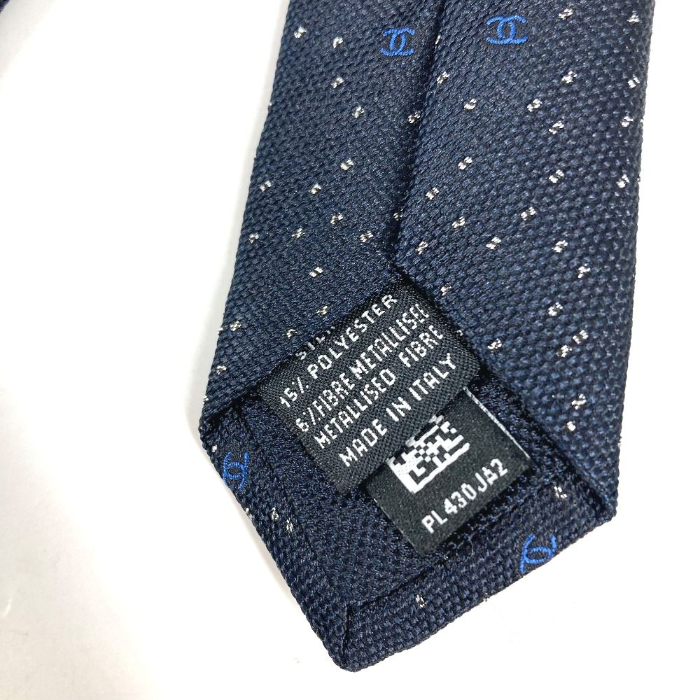CHANEL シャネル ネクタイ CC ココマーク ロゴ シルク ネイビー - メルカリ