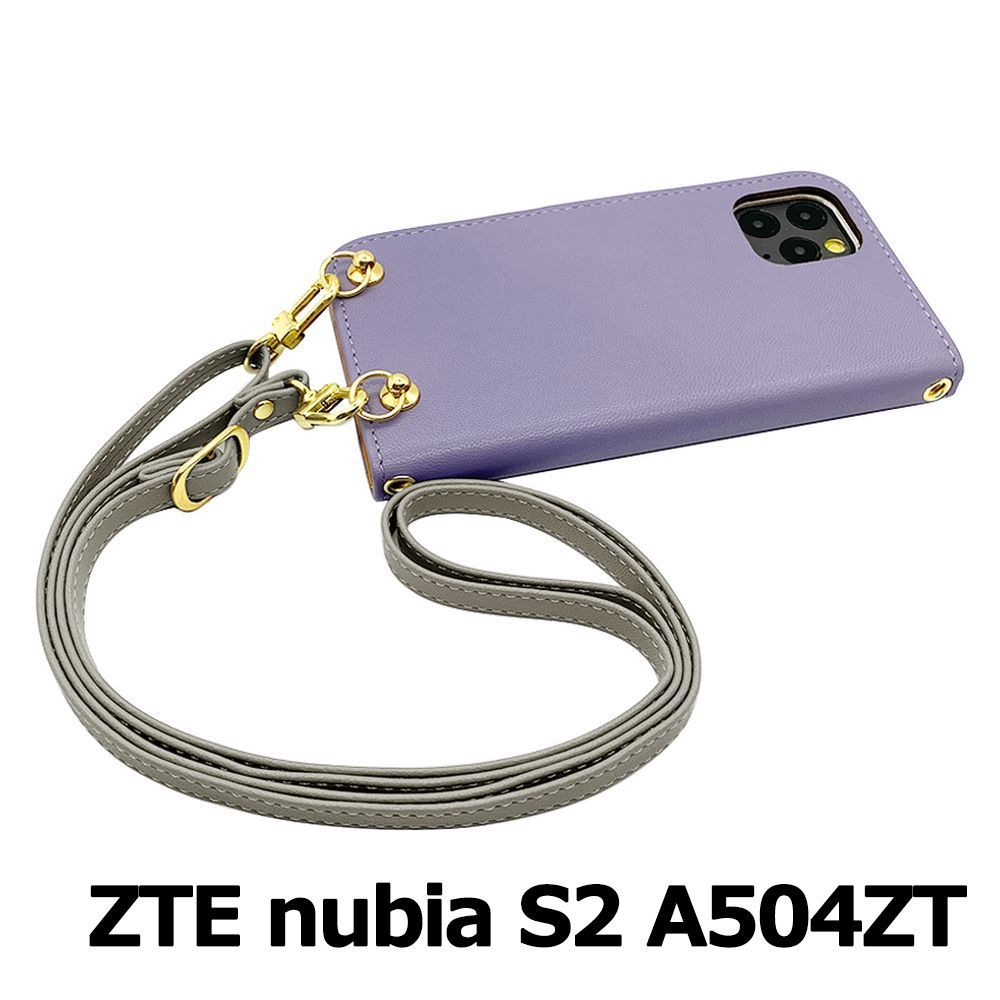 新品未使用】ZTE nubia S2 A504ZT ストラップ付 手帳型スマホ ケース 