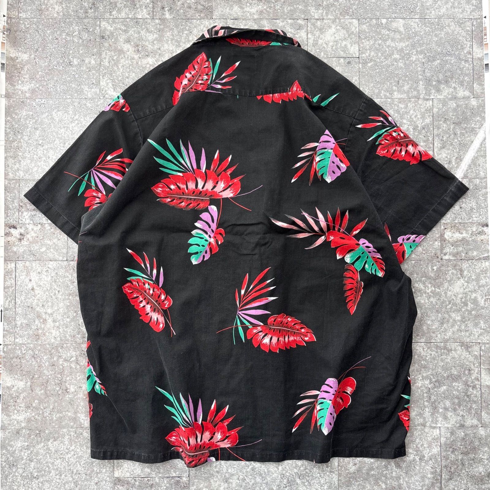 USA製】 ヴィンテージ Courtney アロハシャツ メンズ 2XL ブラック 総