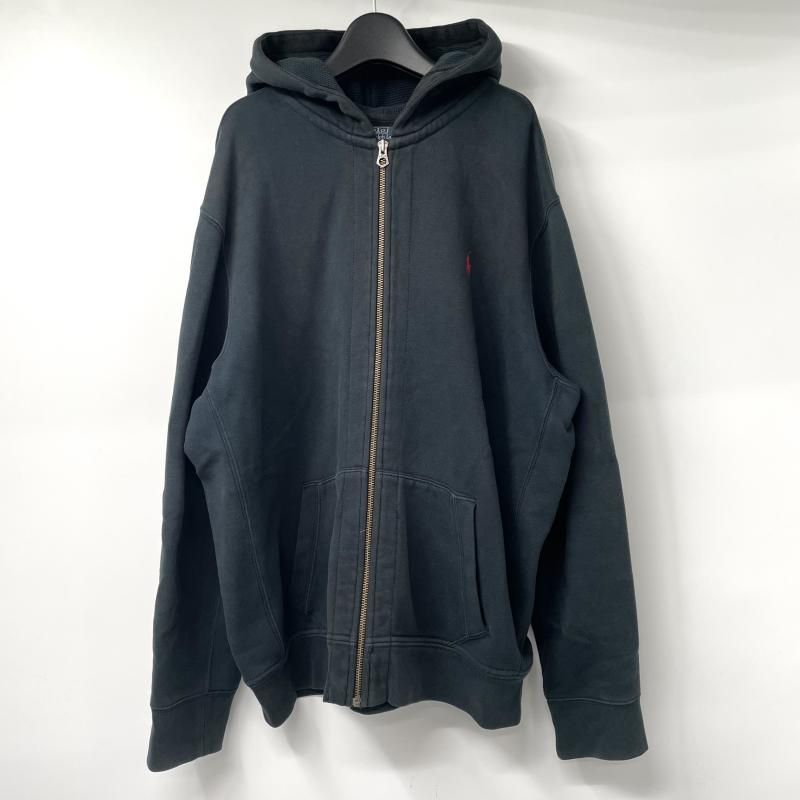 中古】POLO by RALPH LAUREN ジップパーカー ブラック サイズXXL ポロ