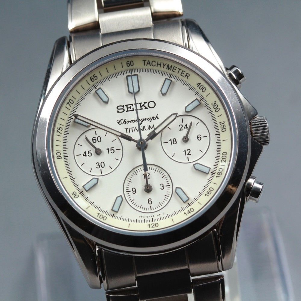 稼働品】SEIKO クロノグラフ チタン 7T11-0AH0 クオーツ メンズ #16918