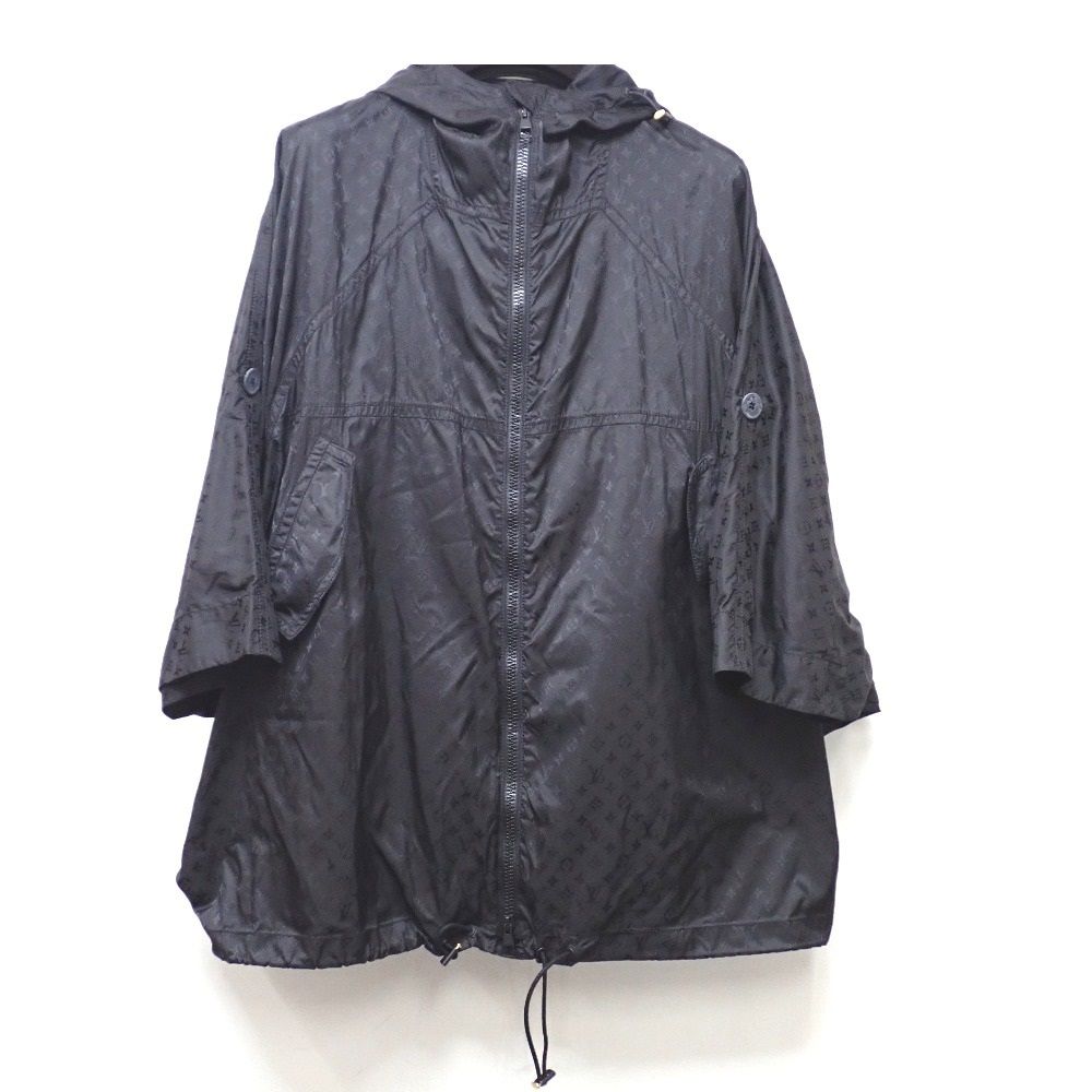 ルイヴィトン レディース34ブラックナイロンフードジャケット 中古・古着通販】LOUIS VUITTON (ルイ ヴィトン) シャイニーモノグラム
